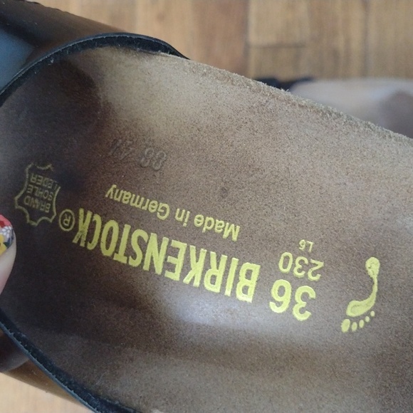 Birkenstock Madrid Birko-Flor Black Patent Cork Sandal Size 5 - Picture 11 of 13